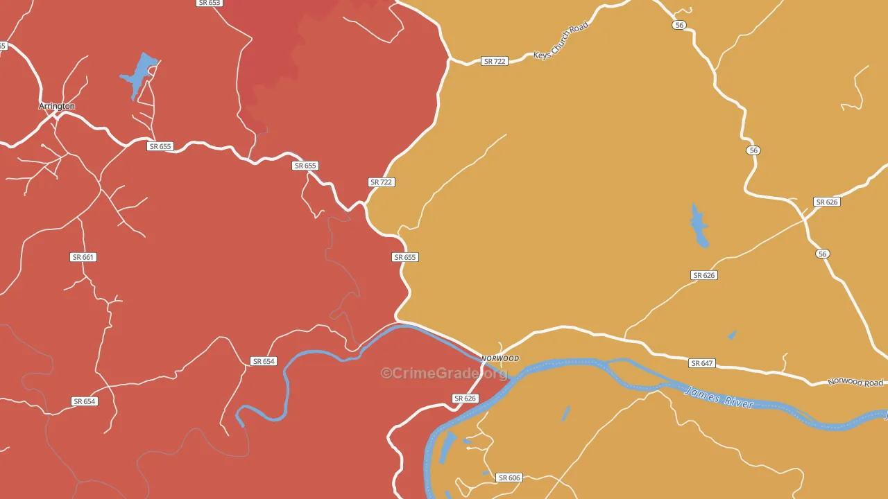 Norwood, VA Map of Burglary Rates