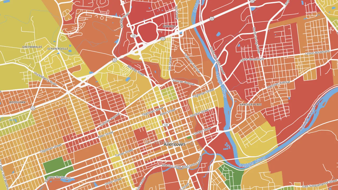NoTi, Allentown, PA Map of Burglary Rates