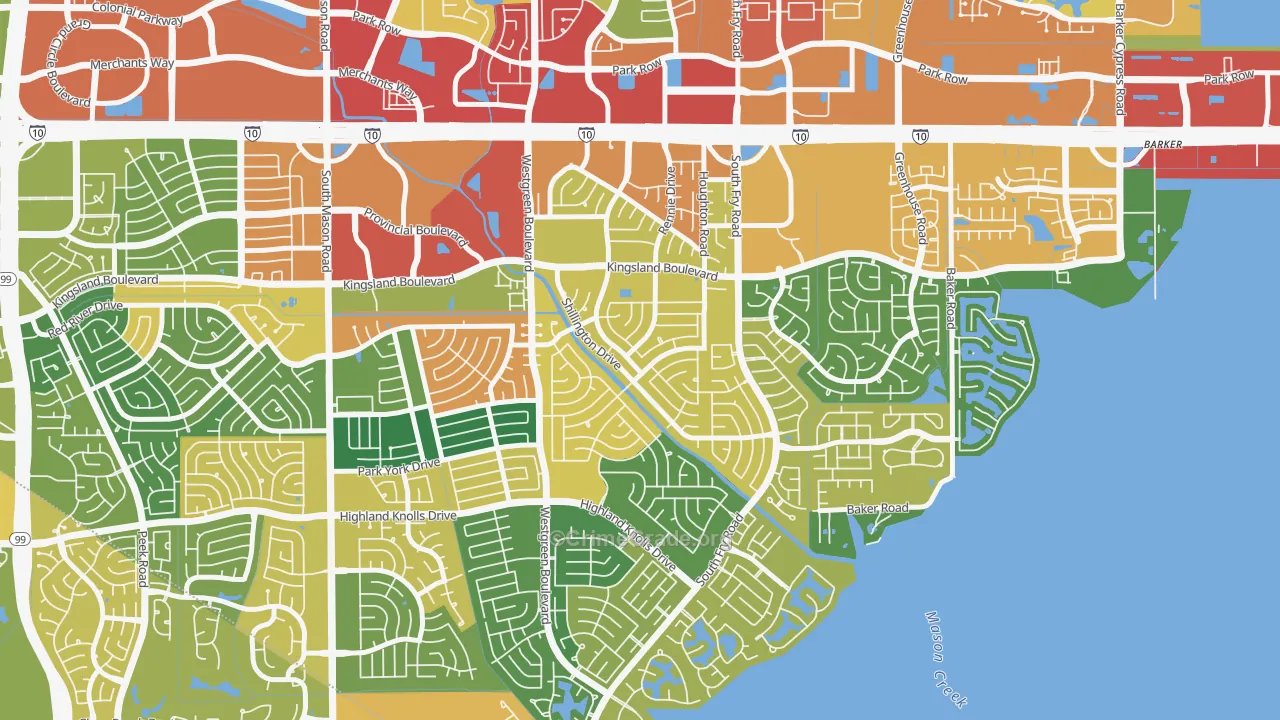 Nottingham, Katy, TX Map of Burglary Rates