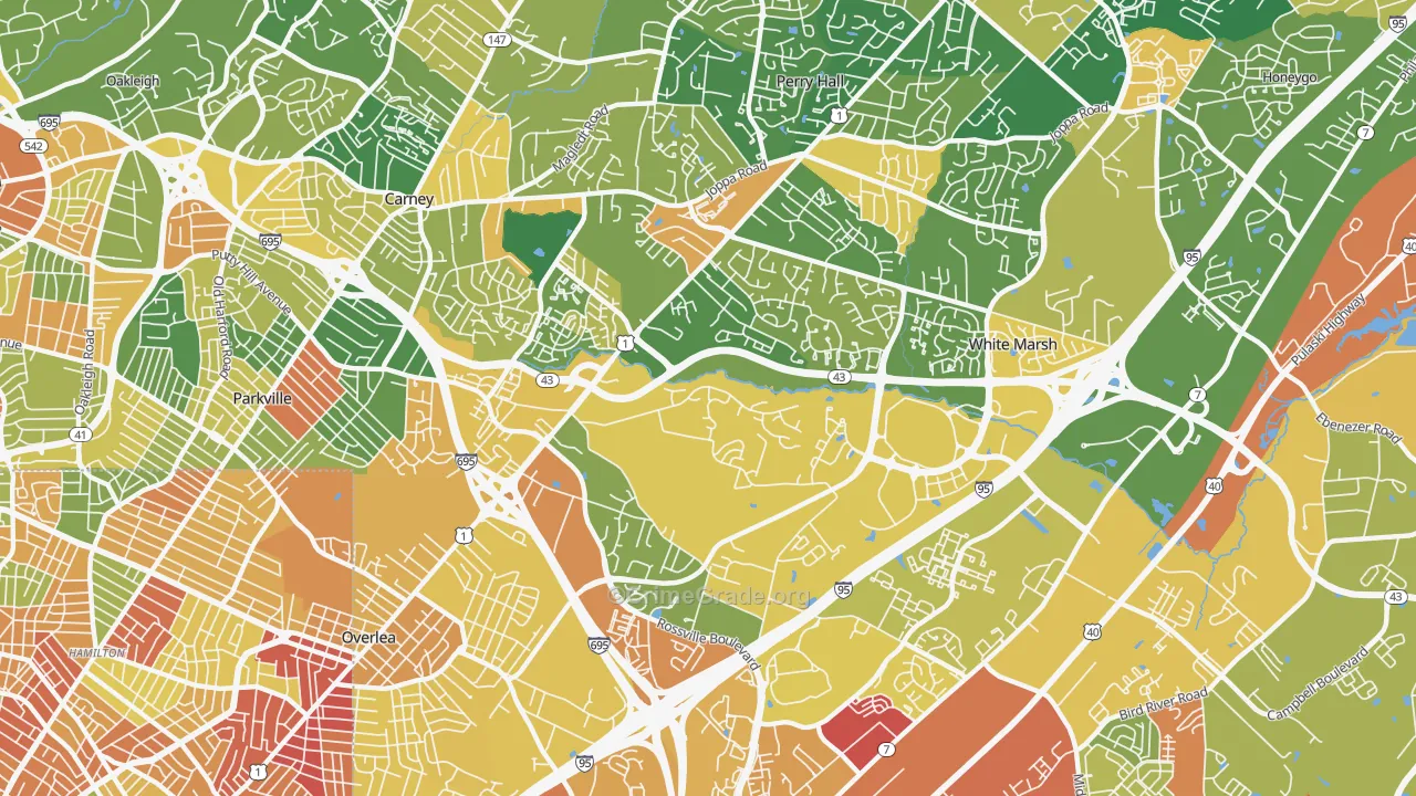 Nottingham, MD Map of Burglary Rates