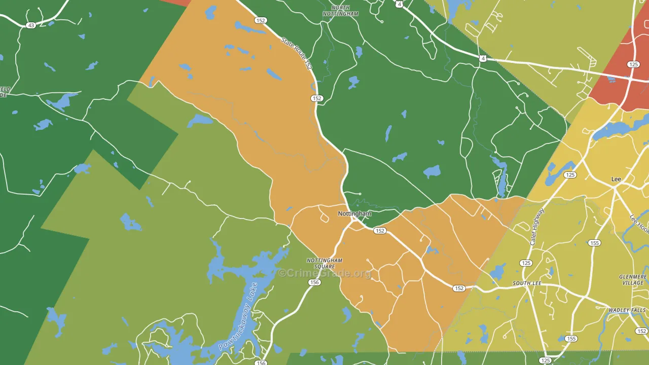 Nottingham, NH Map of Burglary Rates
