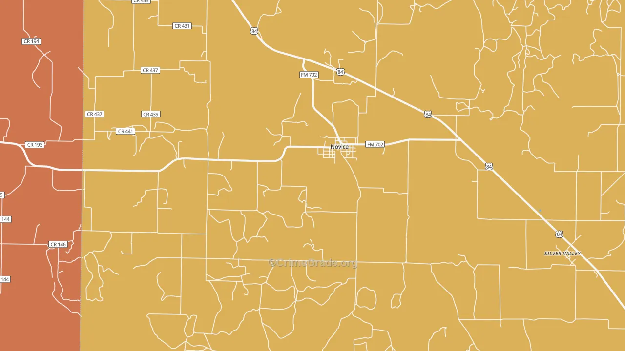 Novice, TX Map of Burglary Rates