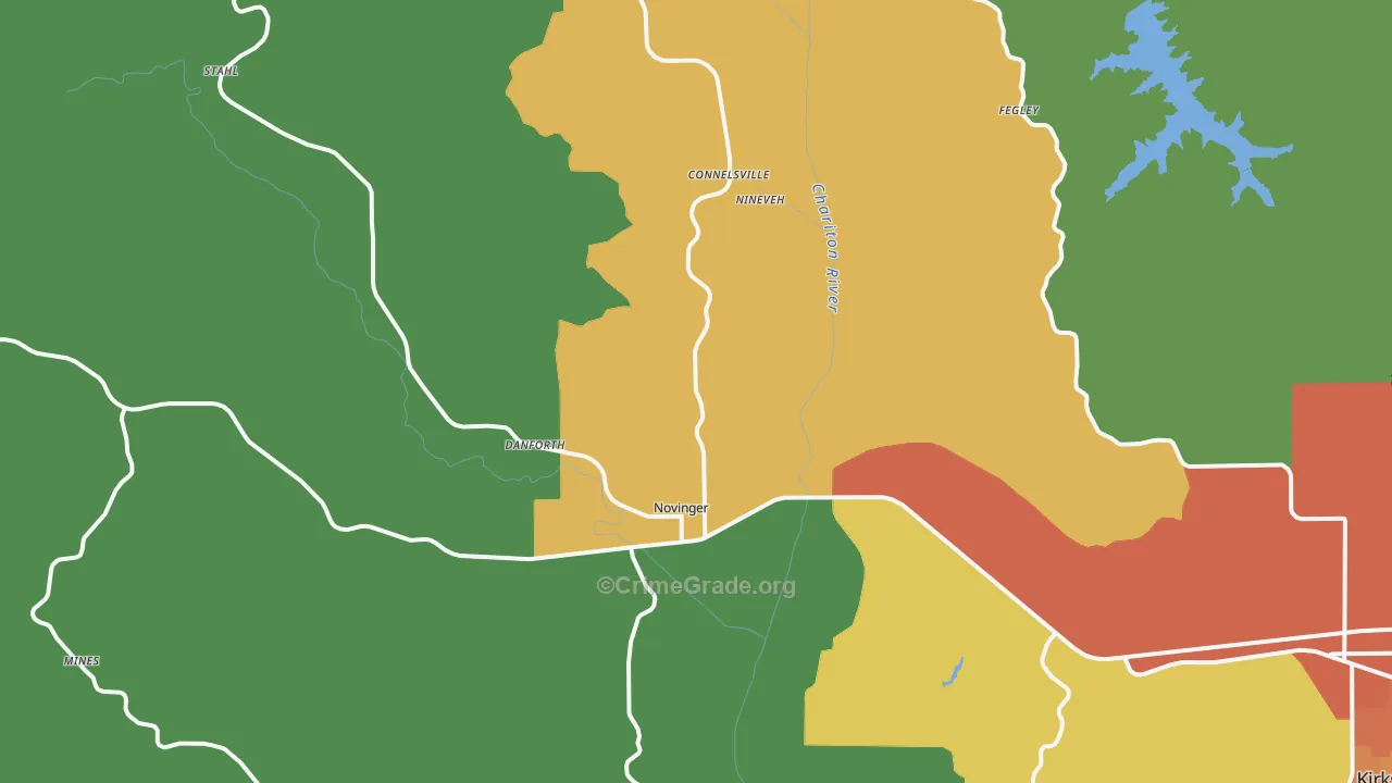 Novinger, MO Map of Burglary Rates