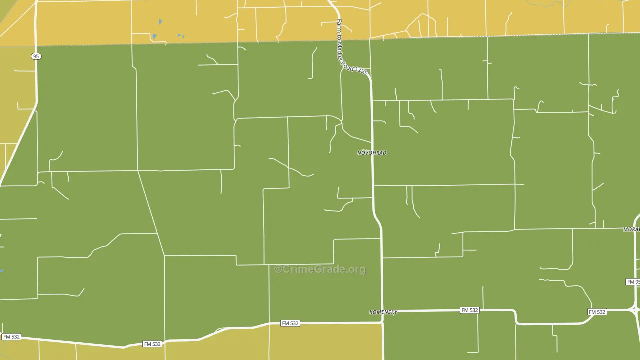 Novohrad, TX Map of Burglary Rates