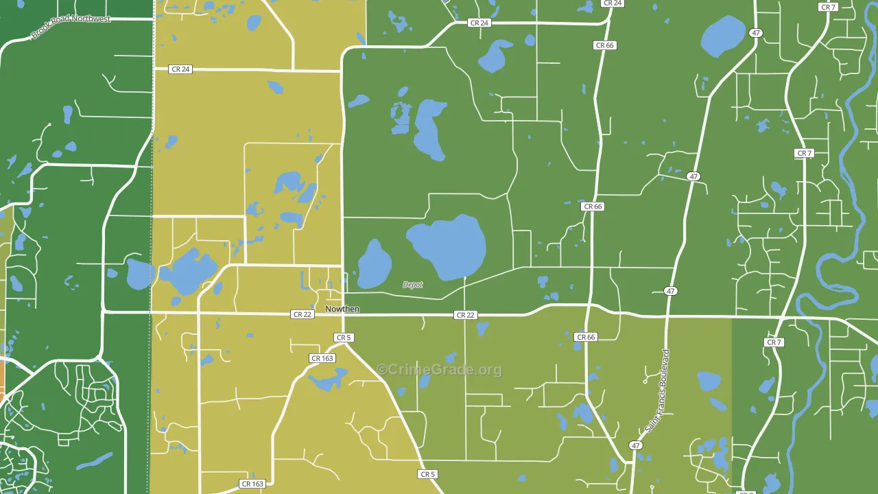 Nowthen, MN Map of Burglary Rates
