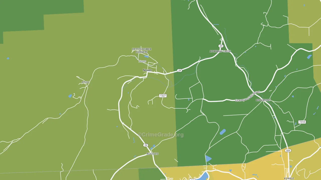 Noxen, PA Map of Burglary Rates