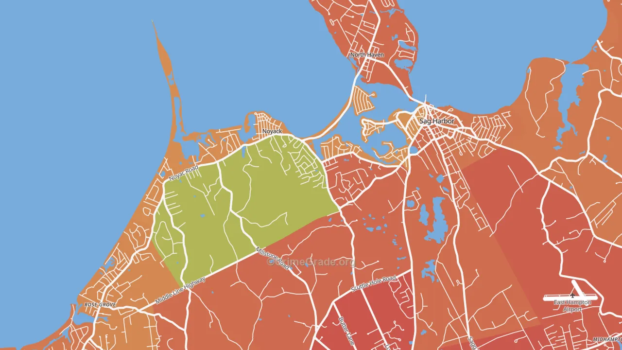 Noyack, NY Map of Burglary Rates