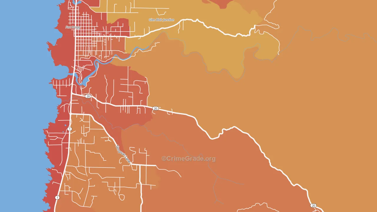 Noyo, CA Map of Burglary Rates