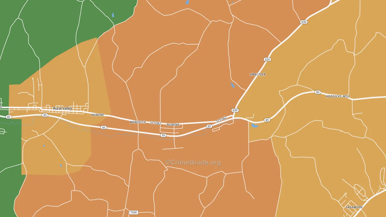 Nu Mine, PA Map of Burglary Rates