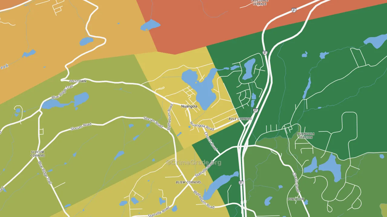 Nuangola, PA Map of Burglary Rates