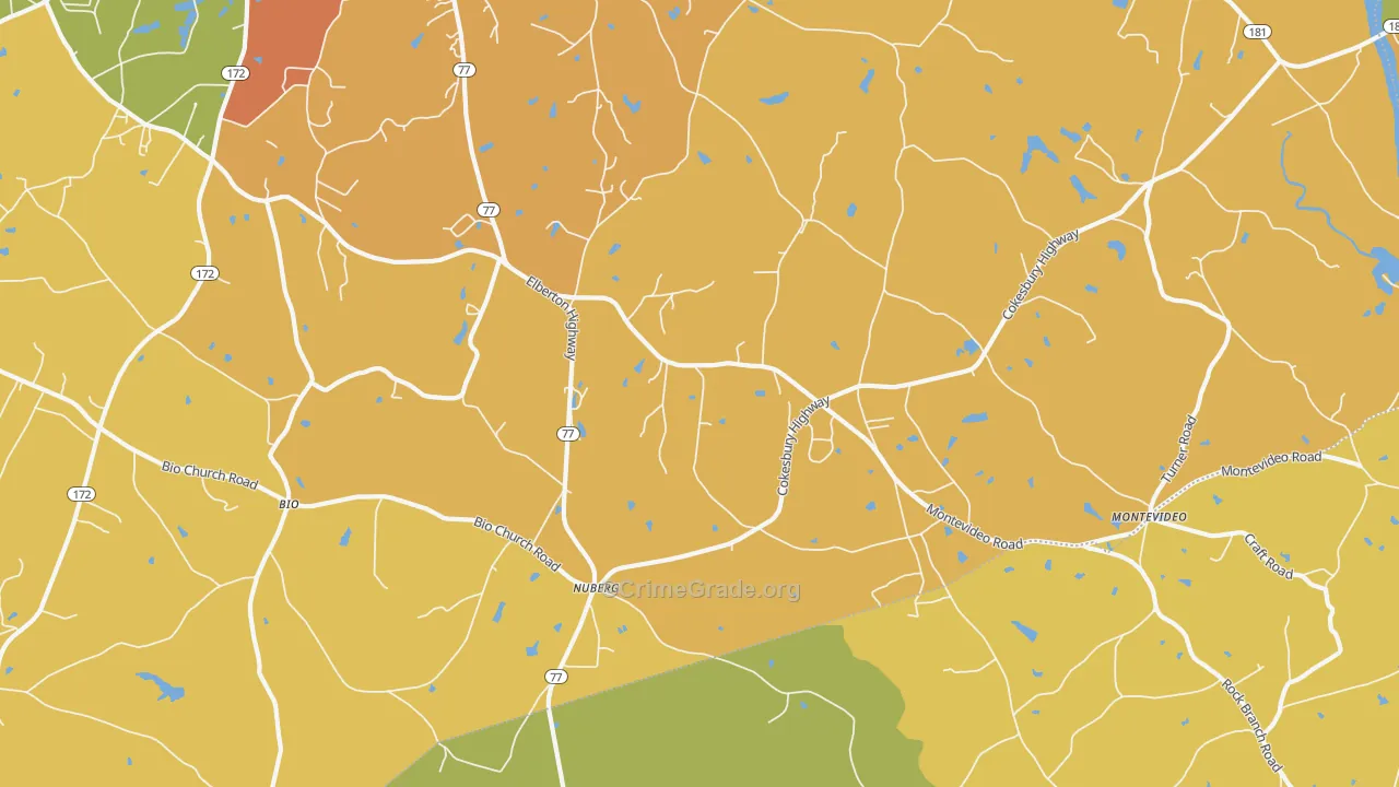 Nuberg, GA Map of Burglary Rates