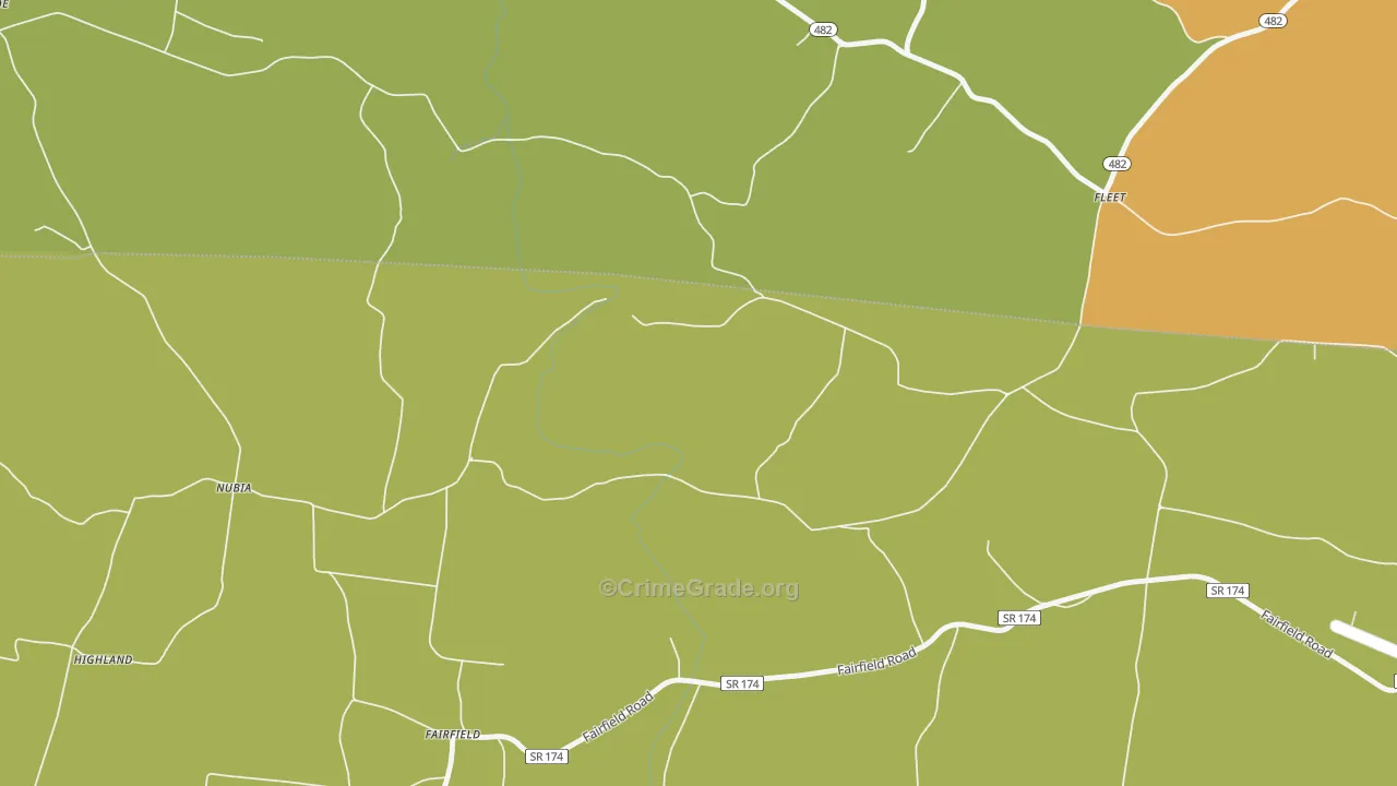 Nubia, TN Map of Burglary Rates