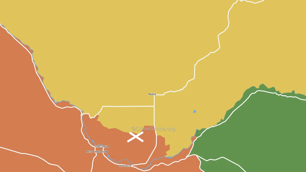 Nucla, CO Map of Burglary Rates