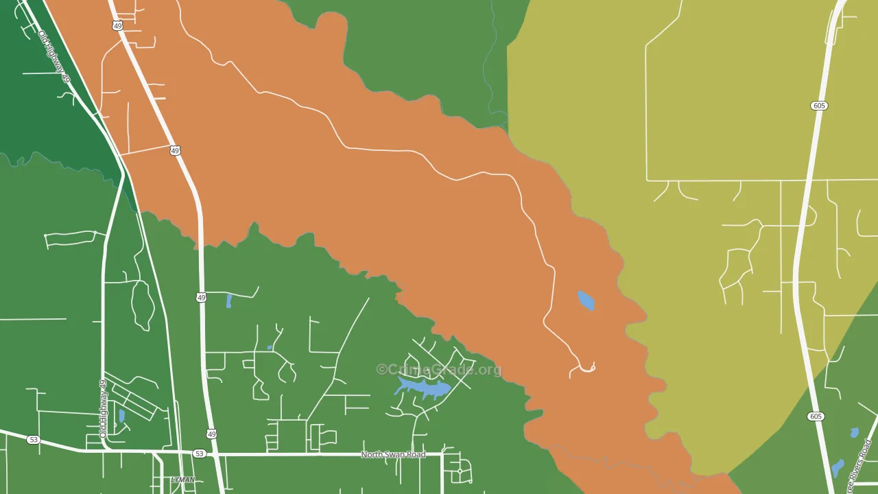 Nugent, MS Map of Burglary Rates
