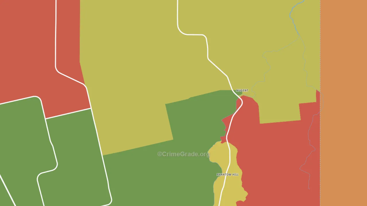 Nugent, TX Map of Burglary Rates