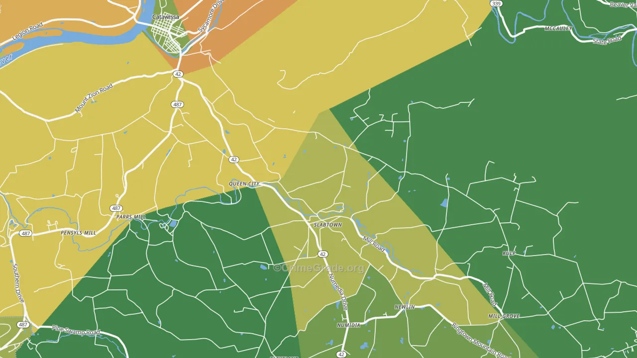 Numidia, PA Map of Burglary Rates