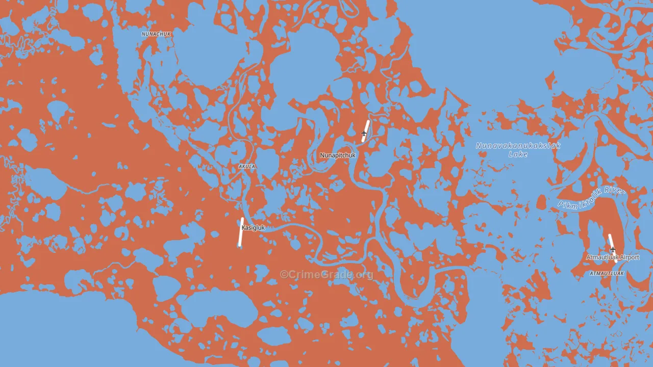 Nunapitchuk, AK Map of Burglary Rates