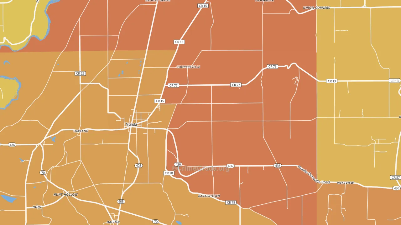 Nunda, NY Map of Burglary Rates