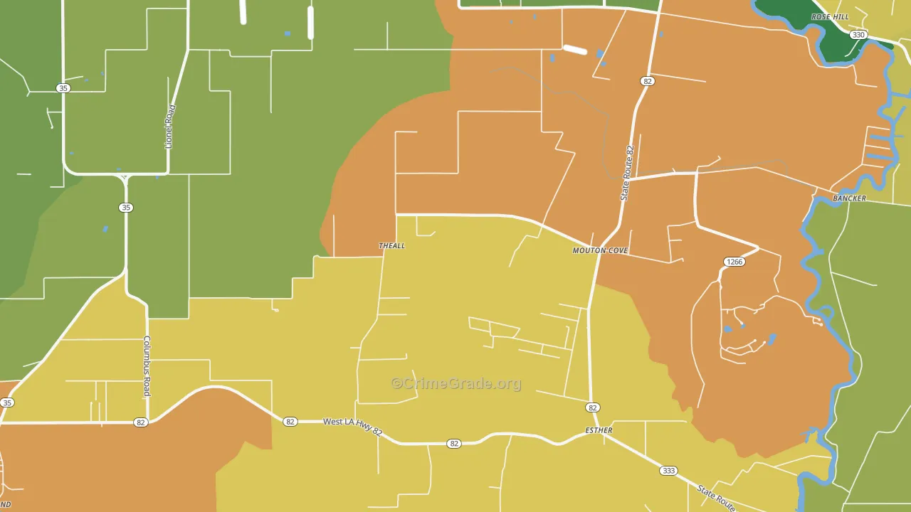Nunez, LA Map of Burglary Rates
