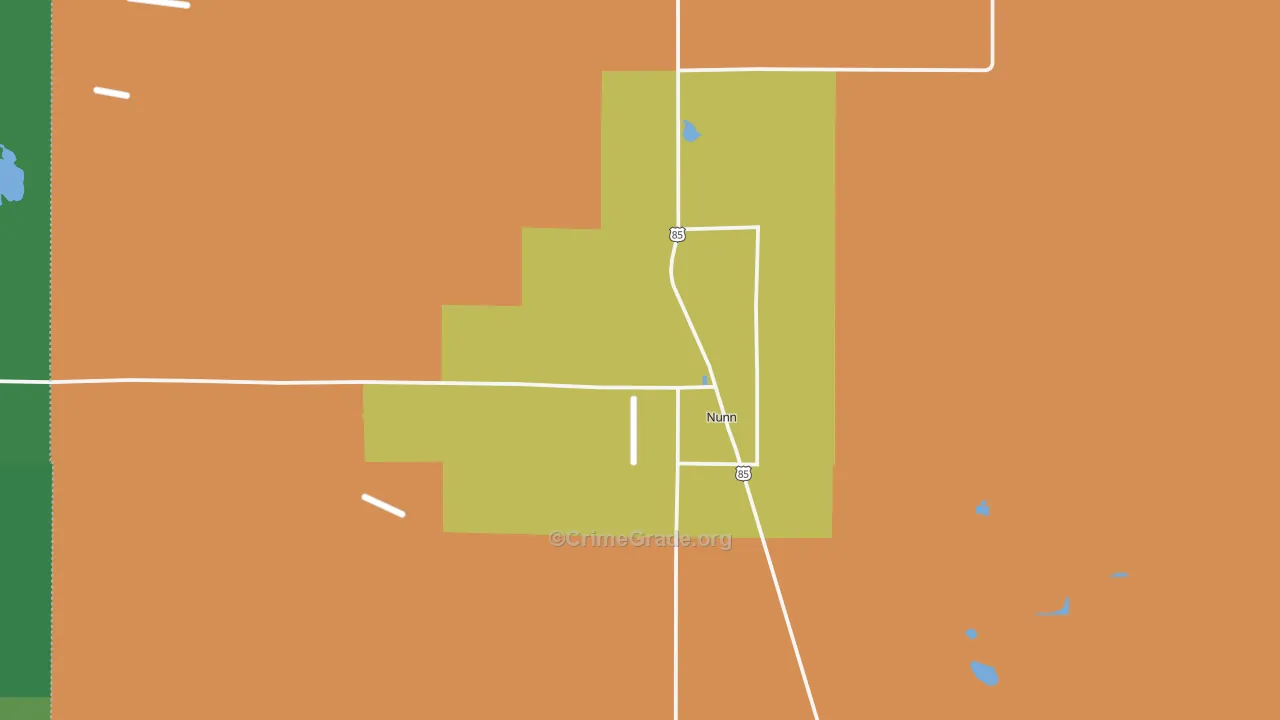 Nunn, CO Map of Burglary Rates