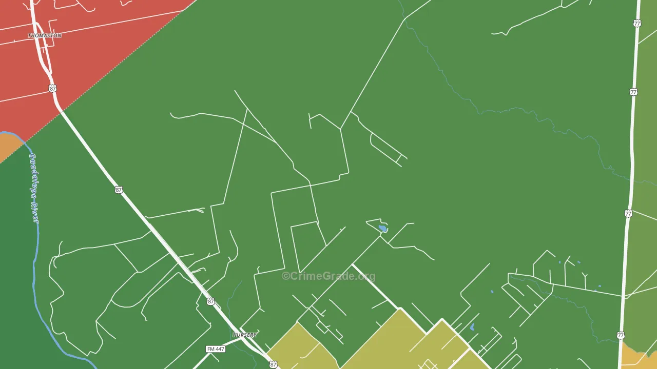 Nursery, TX Map of Burglary Rates
