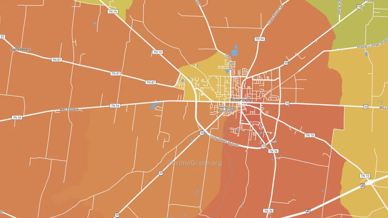 Nutbush, TN Map of Burglary Rates