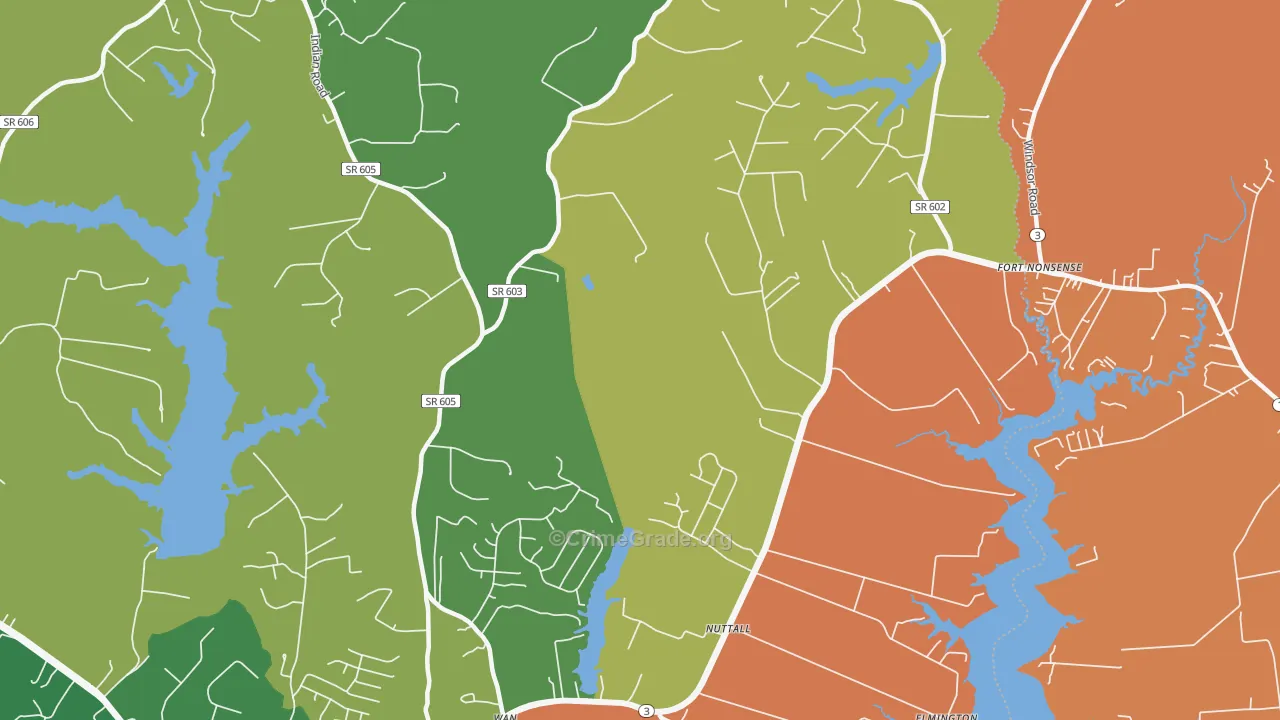 Nuttall, VA Map of Burglary Rates