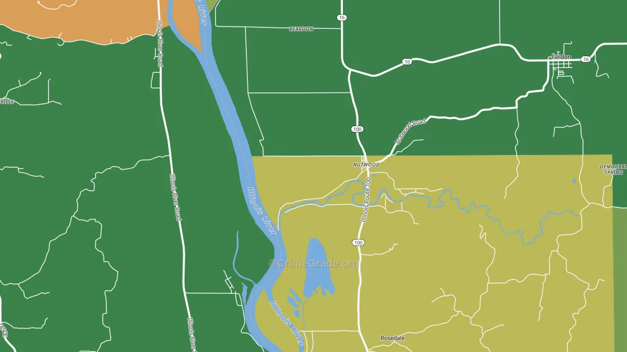 Nutwood, IL Map of Burglary Rates