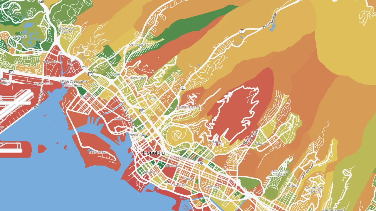 Nuuanu-Punchbowl, Honolulu, HI Map of Burglary Rates