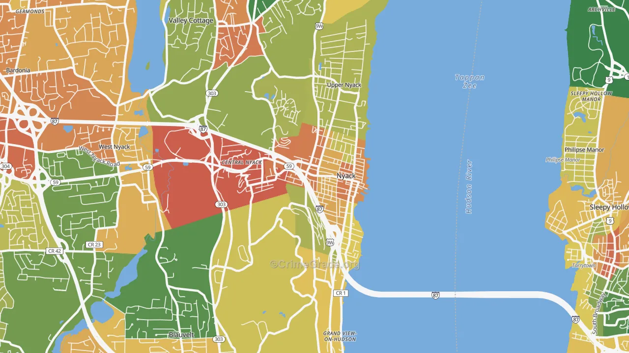 Nyack, NY Map of Burglary Rates