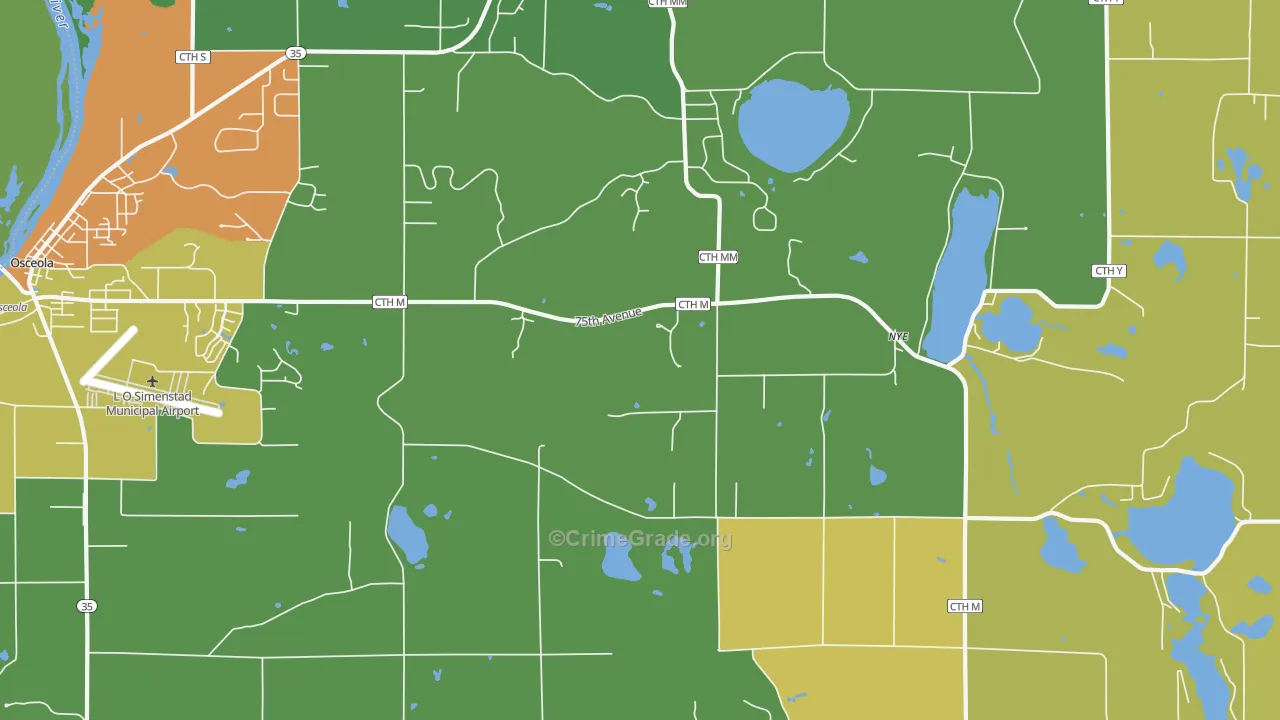 Nye, WI Map of Burglary Rates