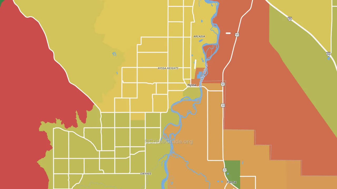 Nyssa, OR Map of Burglary Rates