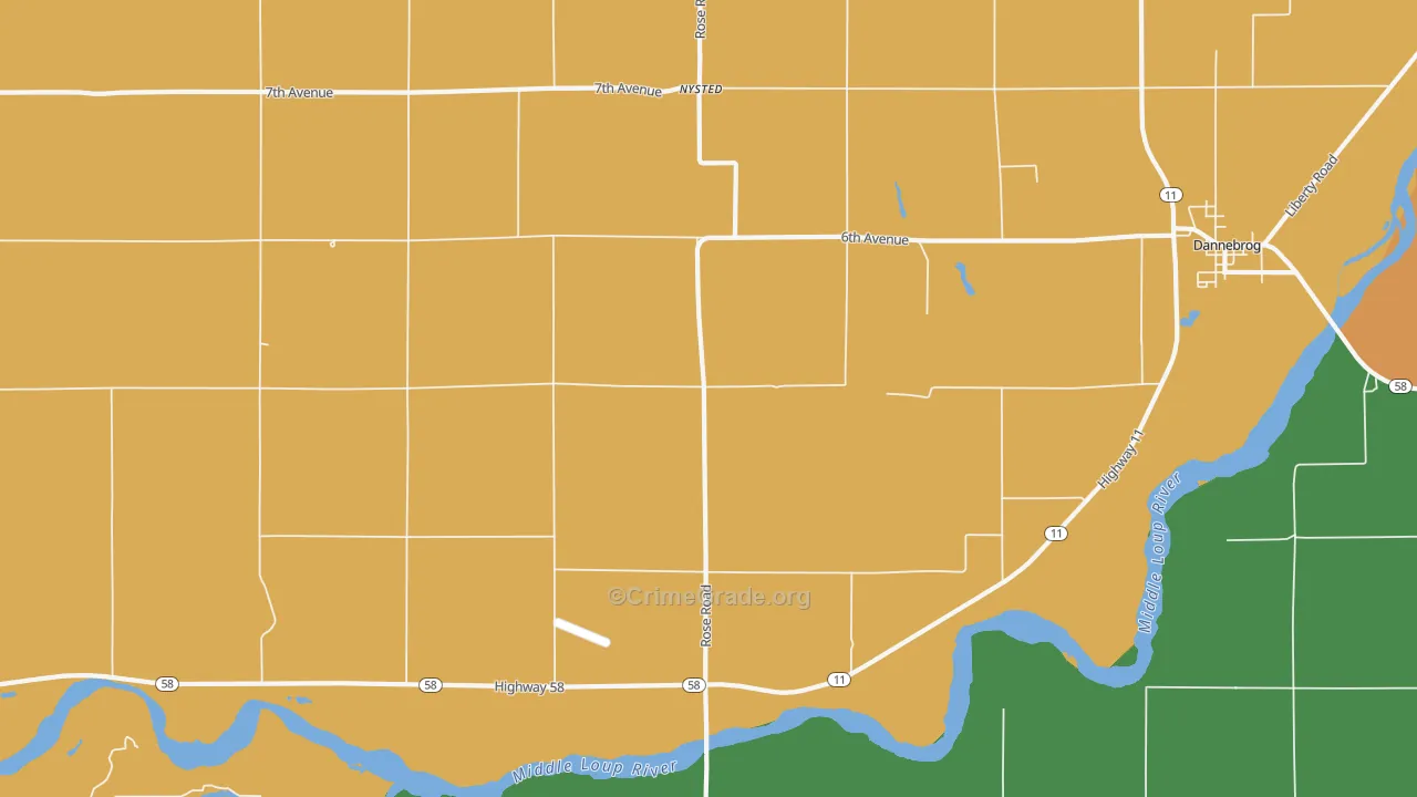Nysted, NE Map of Burglary Rates