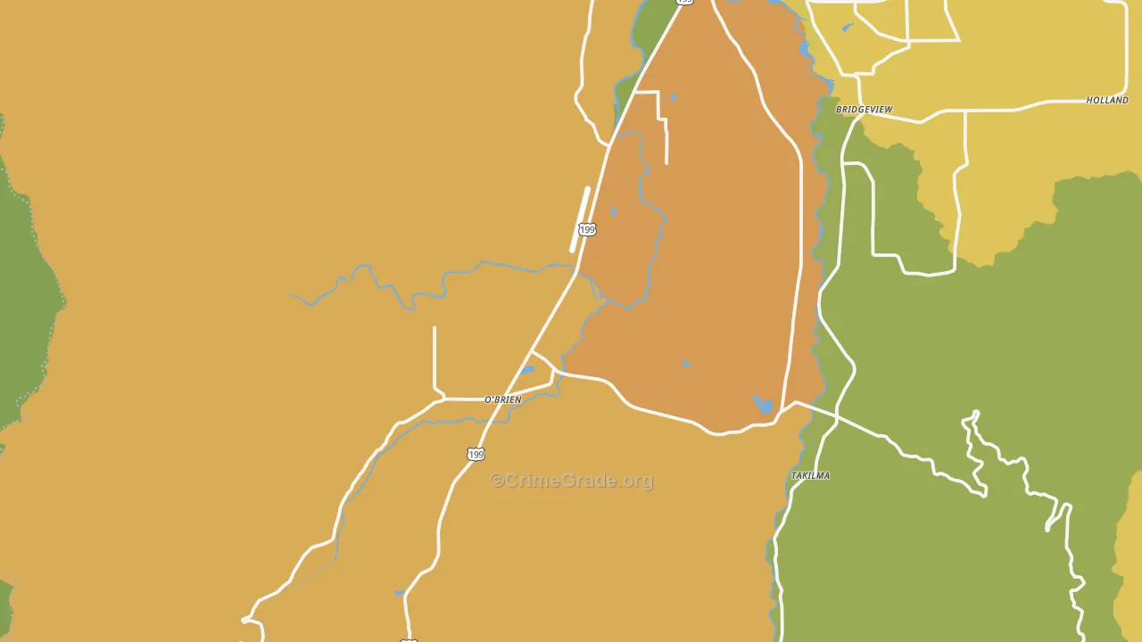 O'Brien, OR Map of Burglary Rates