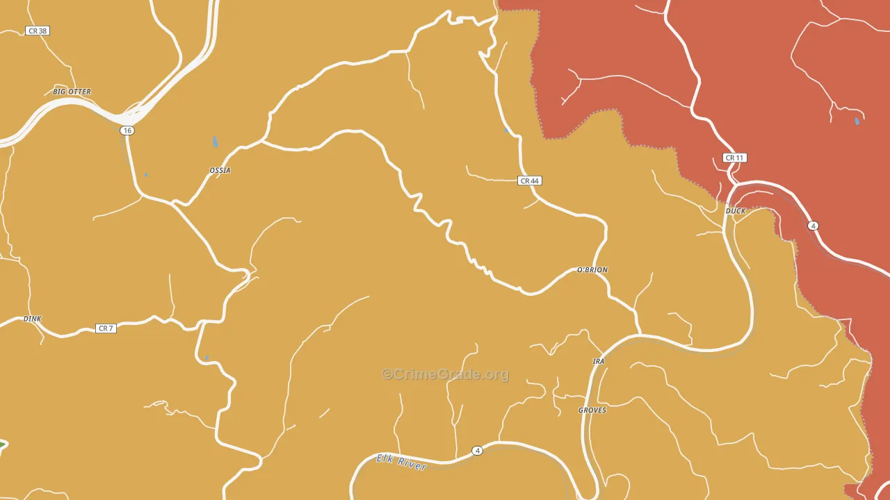 O'Brion, WV Map of Burglary Rates