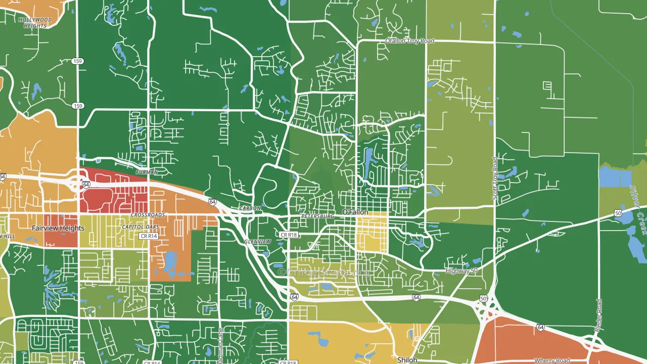 O'Fallon, IL Map of Burglary Rates