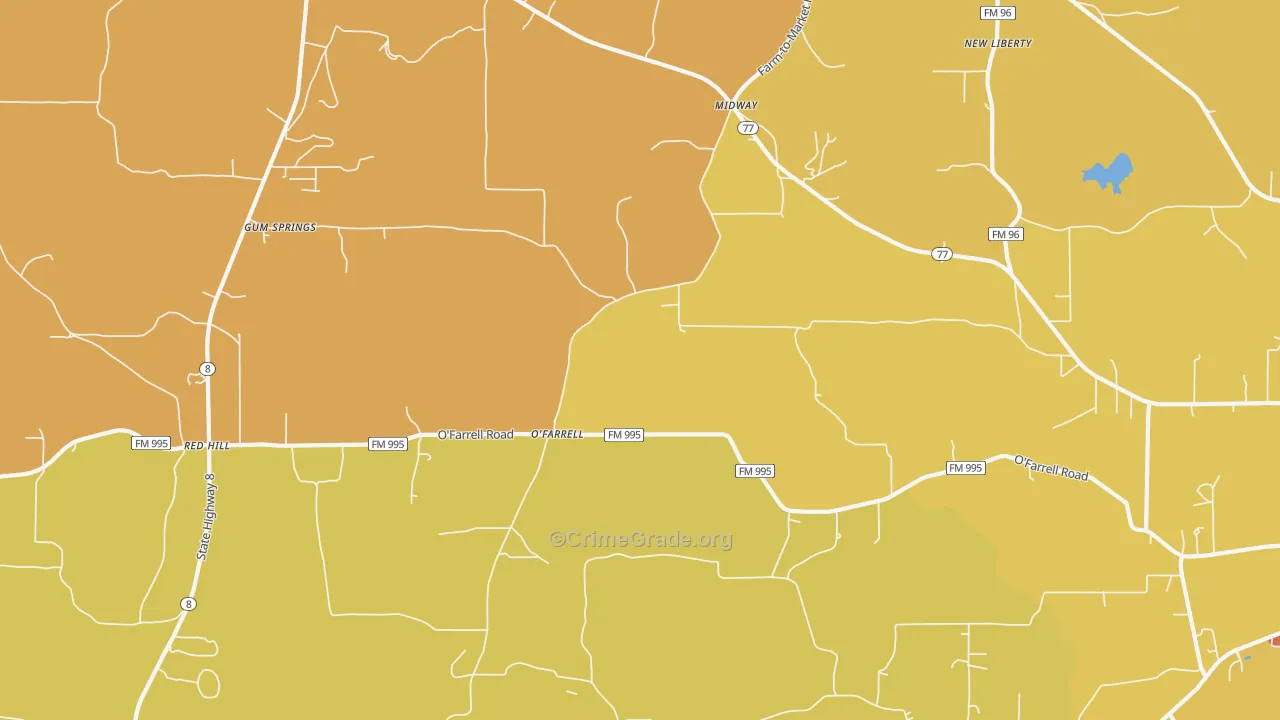 O'Farrell, TX Map of Burglary Rates