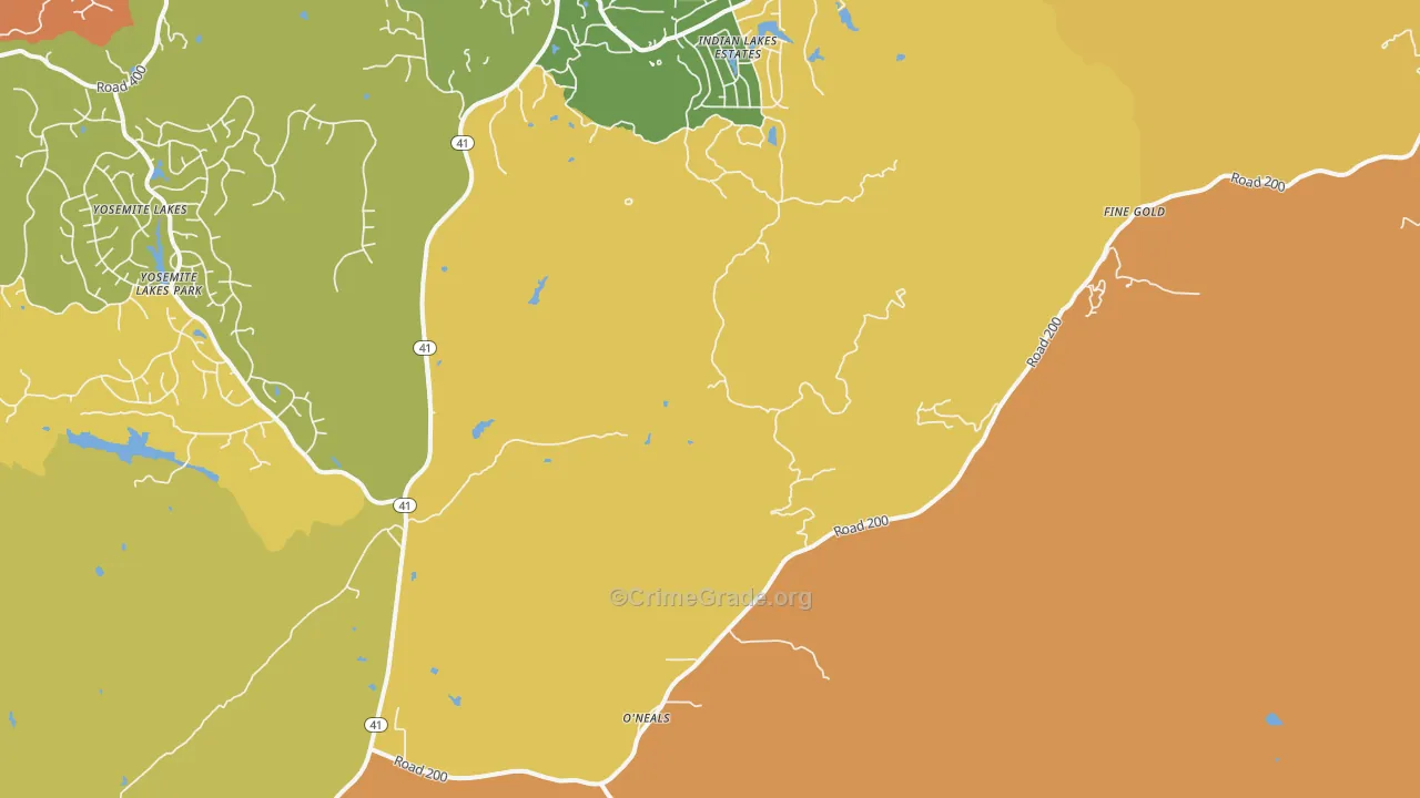 O'Neals, CA Map of Burglary Rates