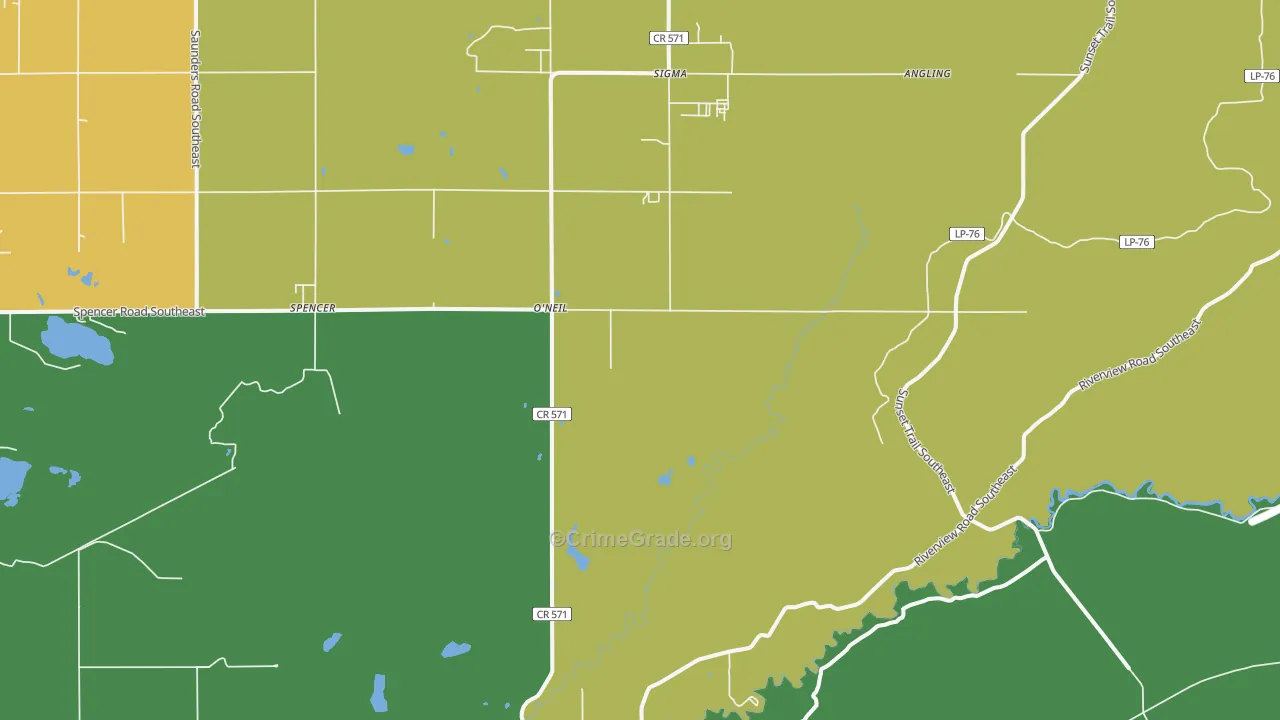 O'neil, MI Map of Burglary Rates