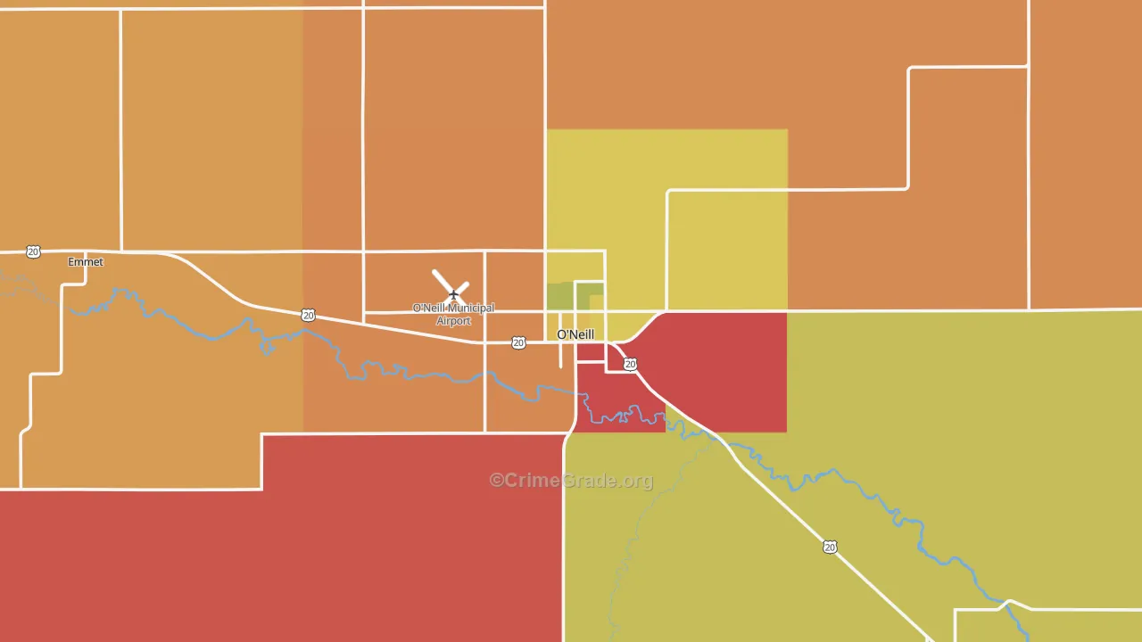 O'Neill, NE Map of Burglary Rates