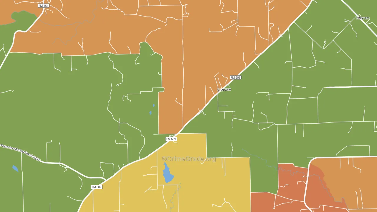 O'Quinn, TX Map of Burglary Rates