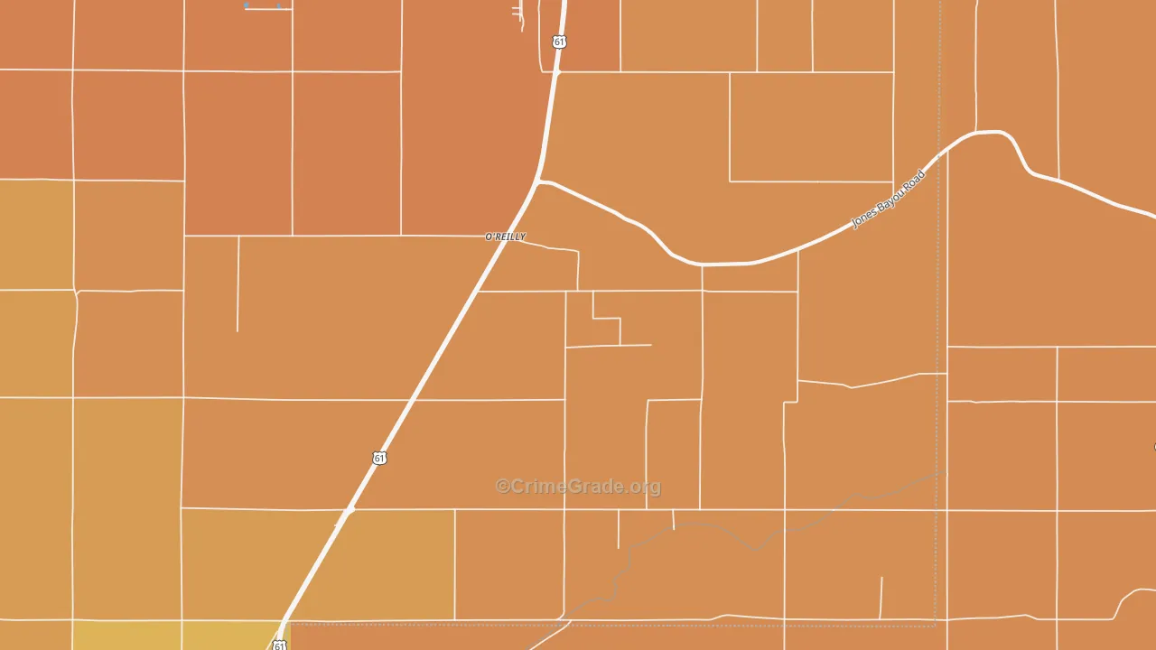 O'reilly, MS Map of Burglary Rates