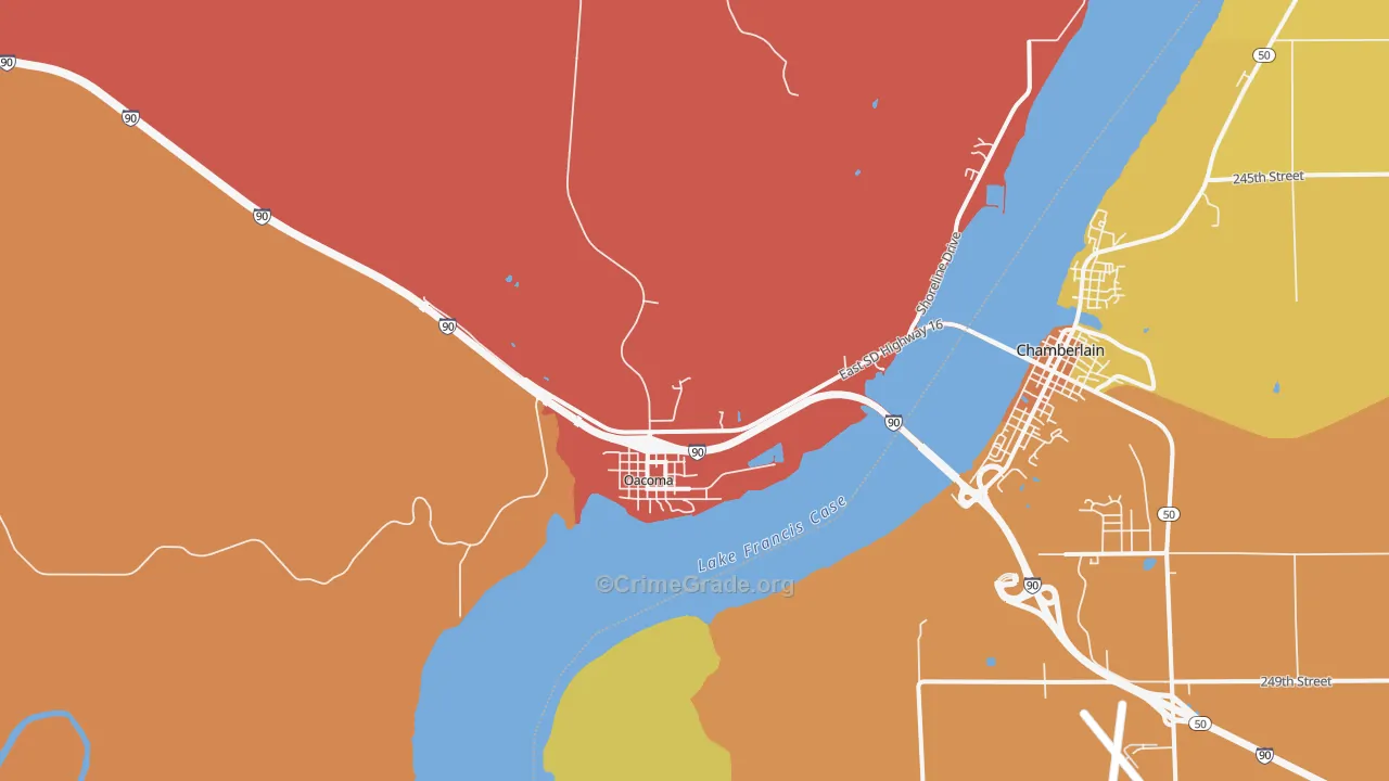 Oacoma, SD Map of Burglary Rates