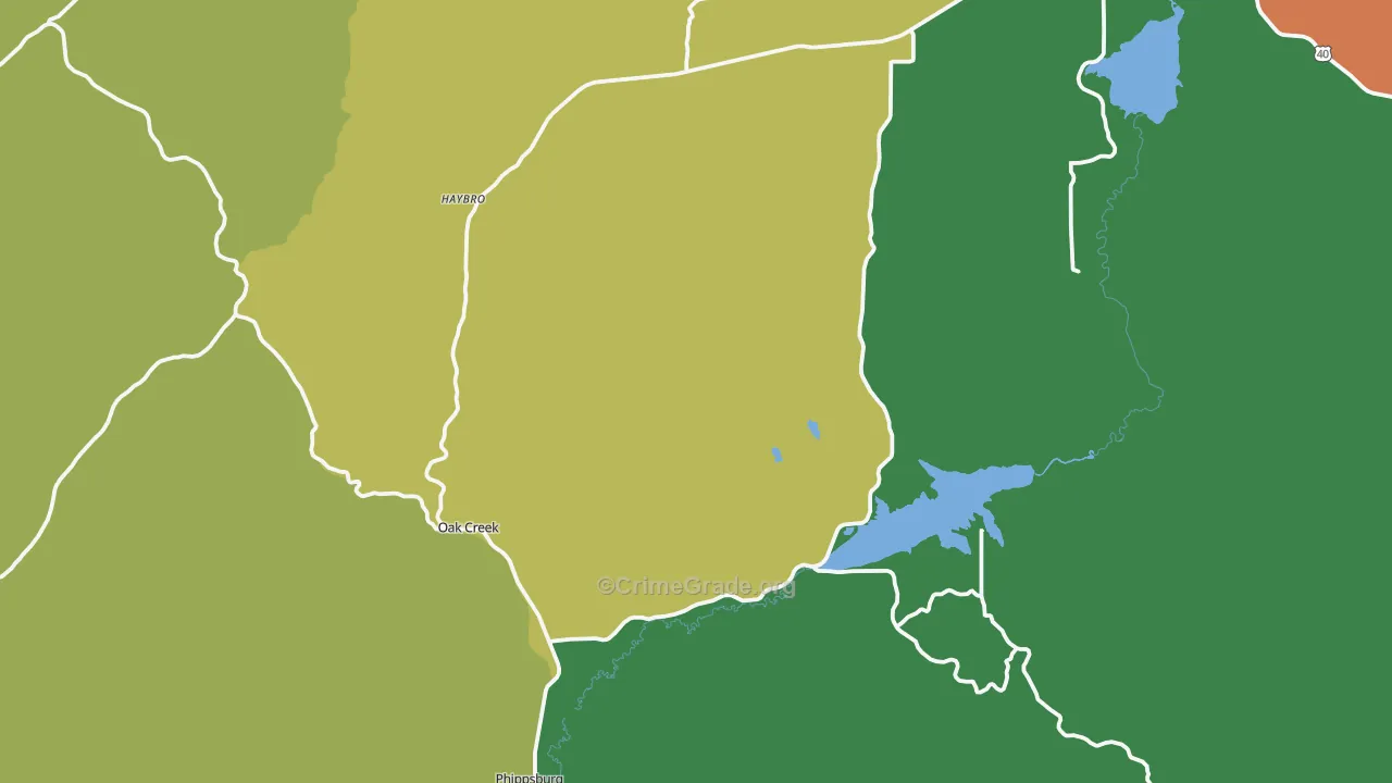 Oak Creek, CO Map of Burglary Rates