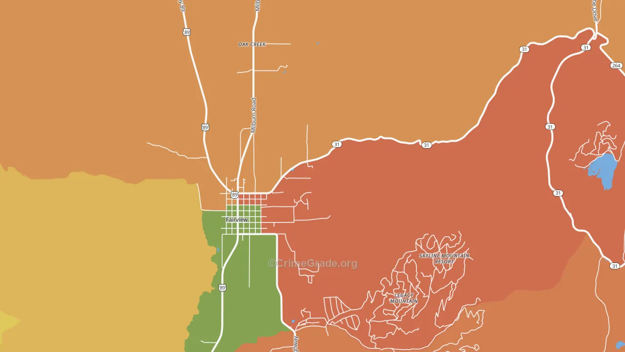 Oak Creek, UT Map of Burglary Rates