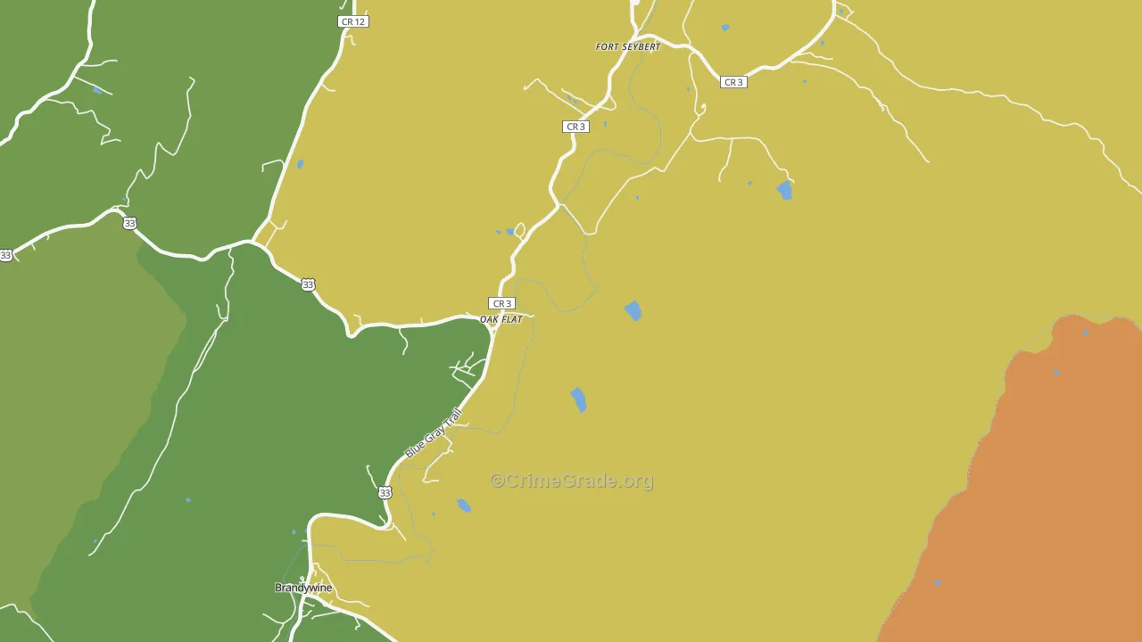 Oak Flat, WV Map of Burglary Rates