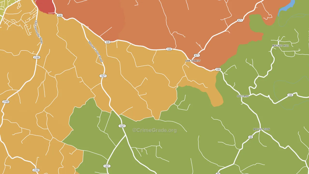 Oak Forest, KY Map of Burglary Rates