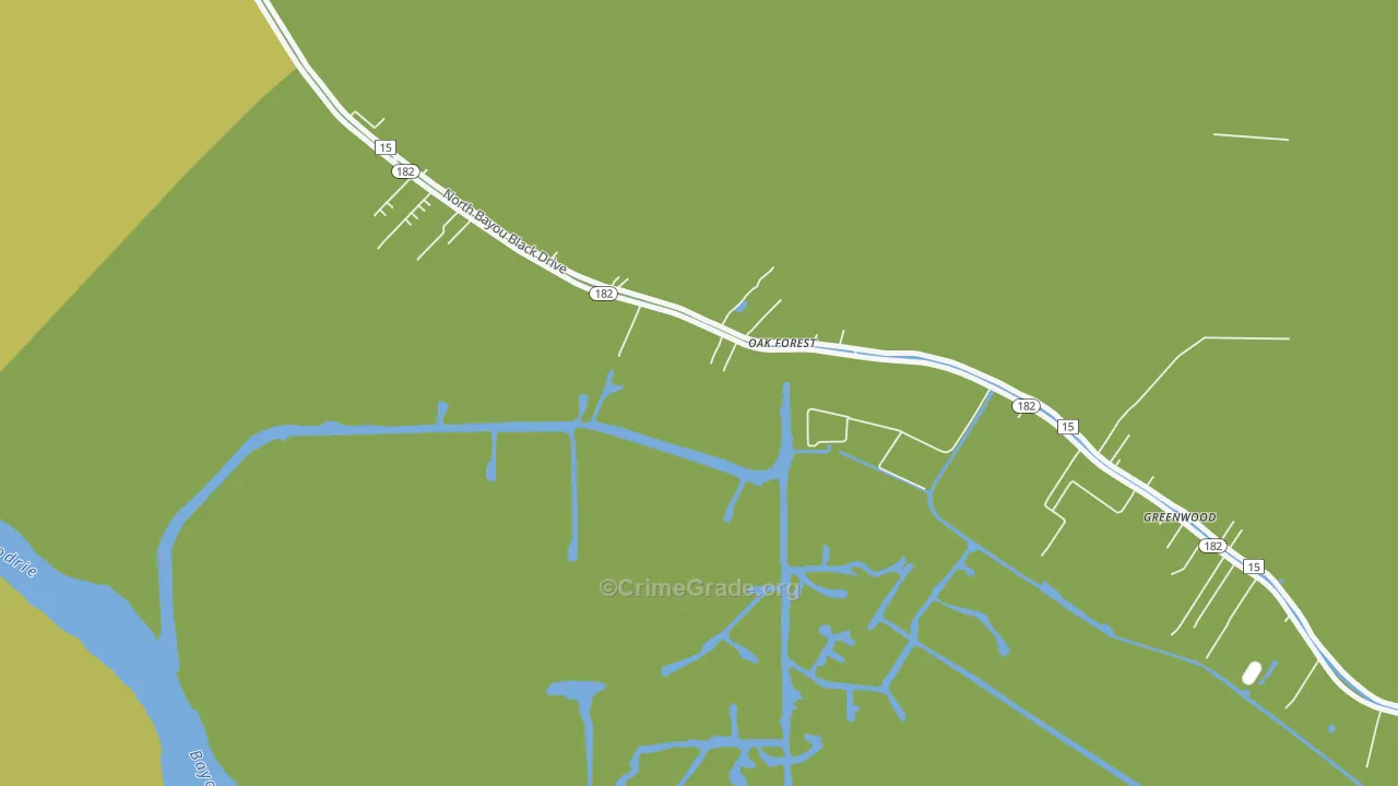 Oak Forest, LA Map of Burglary Rates