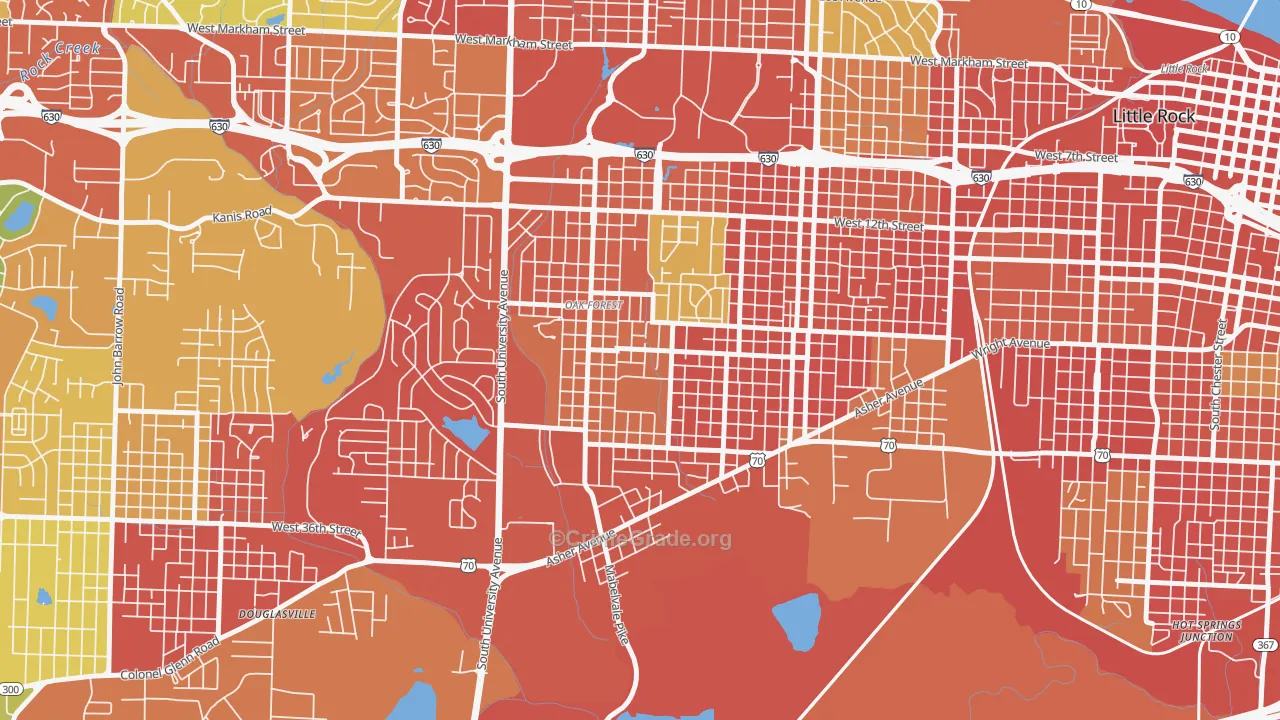 Oak Forest, Little Rock, AR Map of Burglary Rates