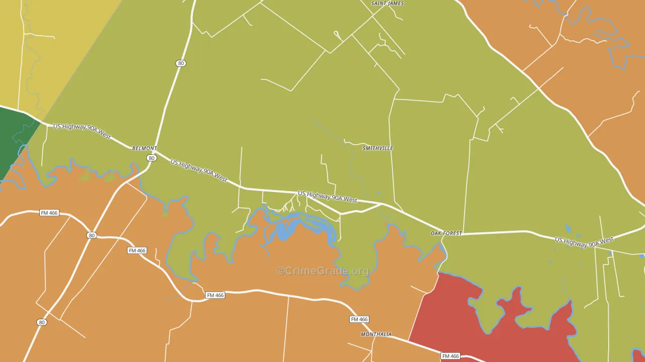 Oak Forest, TX Map of Burglary Rates